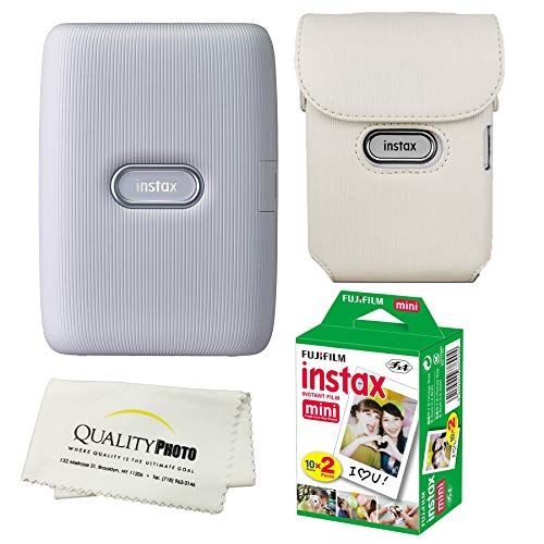 후지필름 Fujifilm Instax Mini Link Smartphone Printer Bundle with Case and 20 Films (White)