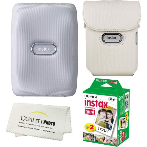 후지필름 Fujifilm Instax Mini Link Smartphone Printer Bundle with Case and 20 Films (White)