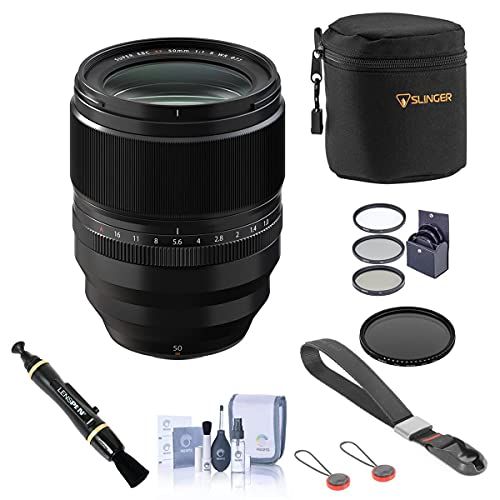 후지필름 Fujifilm Fujinon XF 50mm F/1.0 Lens with Aperture Ring and Weather Resistance, Black Bundle with Wrist Strap, Filter Kit, Lens Case, Lens Cleaner, Cleaning Kit