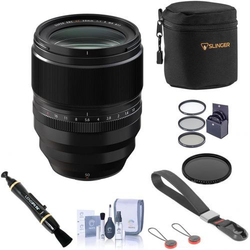 후지필름 Fujifilm Fujinon XF 50mm F/1.0 Lens with Aperture Ring and Weather Resistance, Black Bundle with Wrist Strap, Filter Kit, Lens Case, Lens Cleaner, Cleaning Kit