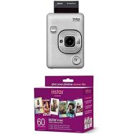 Fujifilm Instax Mini Liplay Hybrid Instant Camera - Stone White + w/60-pack
