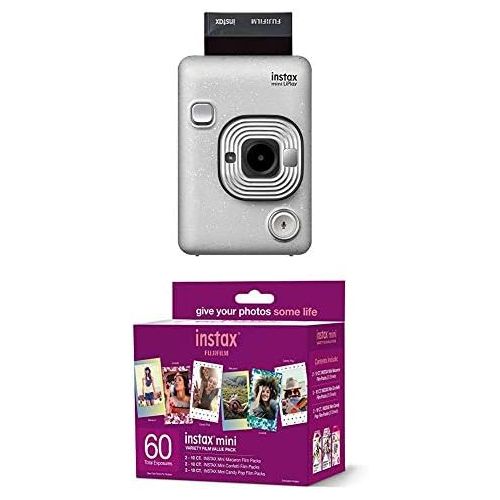 후지필름 Fujifilm Instax Mini Liplay Hybrid Instant Camera - Stone White + w/60-pack