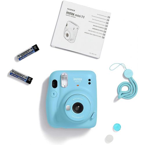 후지필름 Fujifilm Instax Mini 11 Camera with 2X Fuji Instant Film Twin Pack - Fujifilm Instax Mini Rainbow Film Total 50 Shoot+ Case, Album, Stickers, Accessories (Blue)