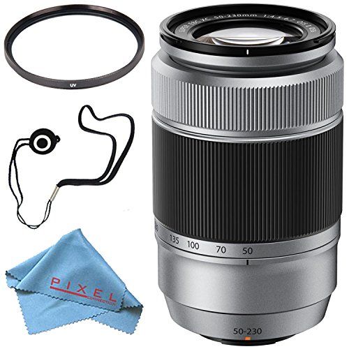 후지필름 Fujifilm XC 50-230mm f/4.5-6.7 OIS II Lens (Silver) + 58mm UV Filter + Fibercloth + Lens Capkeeper Bundle
