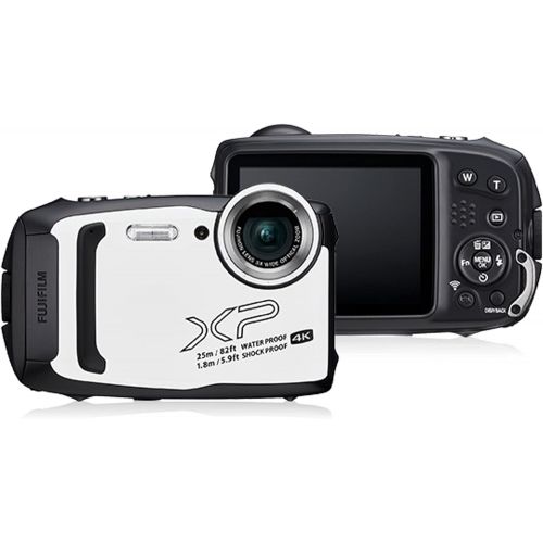 후지필름 Fujifilm FinePix XP140 Waterproof Digital Camera (White) Accessory Bundle with 64GB SD Card + Small Camera Case + Extra Battery + Battery Charger + Floating Strap + More