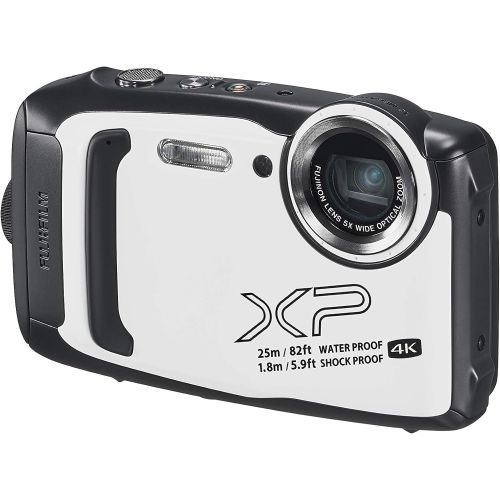 후지필름 Fujifilm FinePix XP140 Waterproof Digital Camera (White) Accessory Bundle with 64GB SD Card + Small Camera Case + Extra Battery + Battery Charger + Floating Strap + More