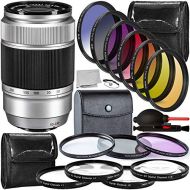 FUJIFILM XC 50-230mm f/4.5-6.7 OIS II Lens (Silver) with 17PC Accessory Bundle ? Includes: 3PC Multi Coated HD Filter Set (UV, CPL, FLD) + 4PC Close-Up Macro Lens Set + More