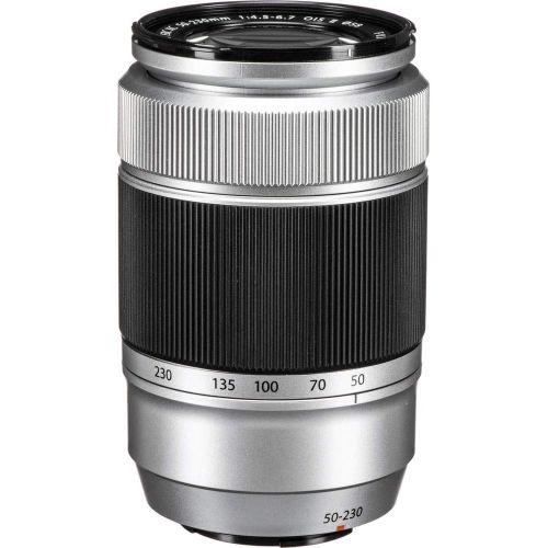 후지필름 FUJIFILM XC 50-230mm f/4.5-6.7 OIS II Lens (Silver) with 17PC Accessory Bundle ? Includes: 3PC Multi Coated HD Filter Set (UV, CPL, FLD) + 4PC Close-Up Macro Lens Set + More