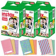 FujiFilm Instax Mini Instant Film 3 Pack (3 x 20) 60 Photo Sheets + 120 Assorted Colorful Mini Photo Stickers - for FujiFilm Instax Mini 11, 9 and 8 Camera, Fuji SP-1, SP-2, Polaro