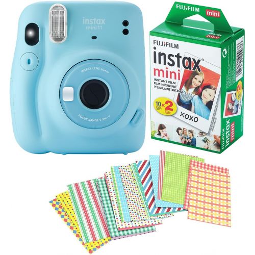 후지필름 Fujifilm Instax Mini 11 Camera with 20 Fuji Instant Films and Quality Photo Stickers (Sky Blue)