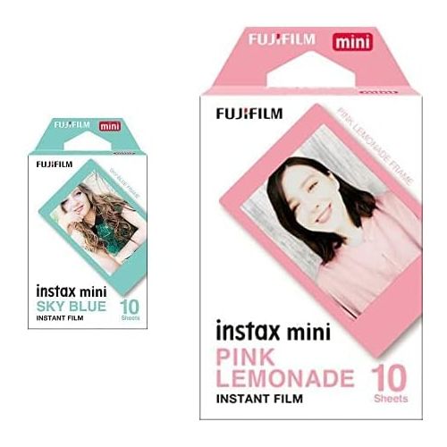 후지필름 Fujifilm Instax Mini Pink Lemonade Film - 10 Exposures & Instax Mini Sky Blue Film - 10 Exposures