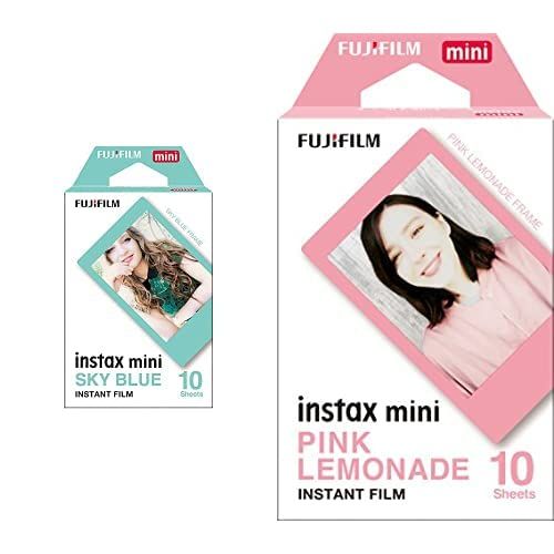 후지필름 Fujifilm Instax Mini Pink Lemonade Film - 10 Exposures & Instax Mini Sky Blue Film - 10 Exposures