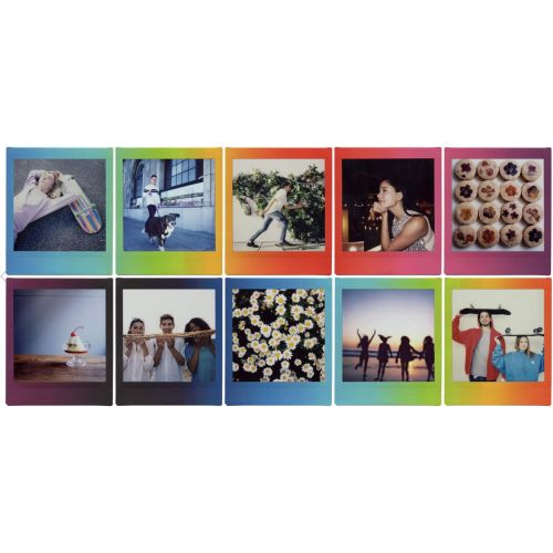 후지필름 Fujifilm Instax Square Rainbow Instant Film (10 Sheets) + Fujifilm Instax Square Instant Film (20 Exposures) + Hanging Frames - Instax Film Bundle