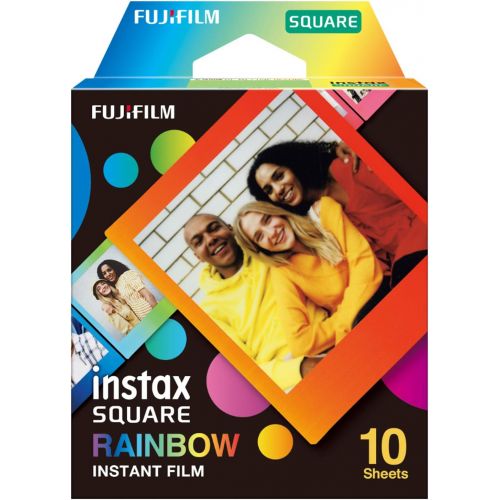 후지필름 Fujifilm Instax Square Rainbow Instant Film (10 Sheets) + Fujifilm Instax Square Instant Film (20 Exposures) + Hanging Frames - Instax Film Bundle