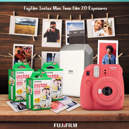 후지필름 Fujifilm INSTAX Mini 11 Instant Film Camera (Blush Pink) with Accessory Case, Instax Mini Twin Film (20 Exposures), and Accessories Bundle