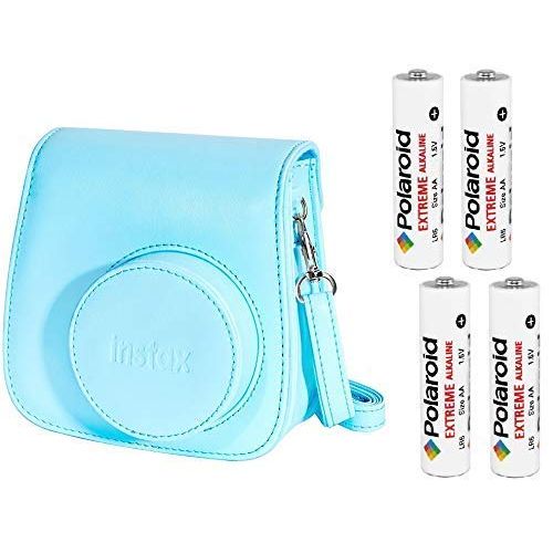 후지필름 Fujifilm Instax Groovy Camera Case for Instax Mini 8 and 9 - Blue with 4 AA Polaroid Batteries