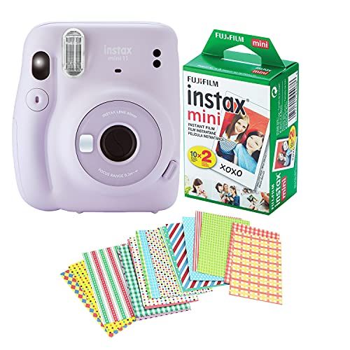 후지필름 Fujifilm Instax Mini 11 Camera with 20 Fuji Instant Films and Quality Photo Stickers (Lilac Purple)