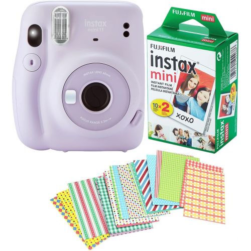 후지필름 Fujifilm Instax Mini 11 Camera with 20 Fuji Instant Films and Quality Photo Stickers (Lilac Purple)