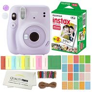 FUJIFILM INSTAX Mini 11 Instant Film Camera Plus Instax Film and Accessories Stickers, Hanging Frames and Microfiber Cloth (Lilac Purple)
