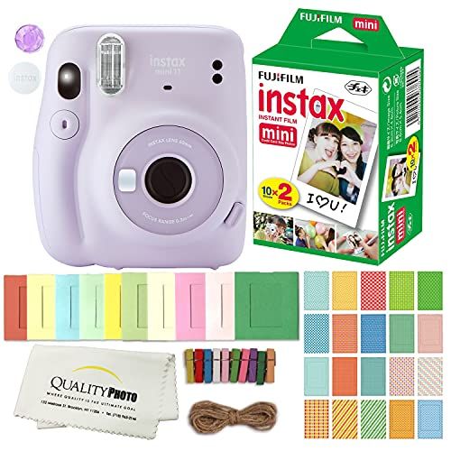 후지필름 FUJIFILM INSTAX Mini 11 Instant Film Camera Plus Instax Film and Accessories Stickers, Hanging Frames and Microfiber Cloth (Lilac Purple)