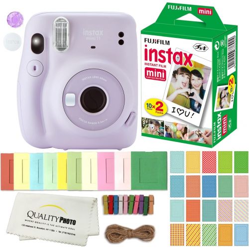 후지필름 FUJIFILM INSTAX Mini 11 Instant Film Camera Plus Instax Film and Accessories Stickers, Hanging Frames and Microfiber Cloth (Lilac Purple)