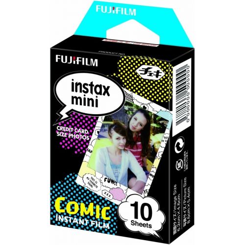 후지필름 Fujifilm Instax Mini Film Comics Border-10 Pack, White-20 Pack with 20 Decorative Skin Stick-on Stickers Variety Design Kit - 30 Shots Total