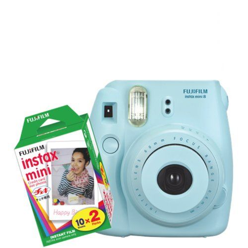 후지필름 Fujifilm FU64-MINI8BLK20 INSTAX MINI 8 Camera and Film Kit with 20 Exposures (Blue)