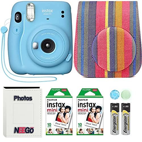 후지필름 Fujifilm Instax Mini 11 Camera with Case, Fuji Instant Film (20 Sheets) and Photo Album (Sky Blue)