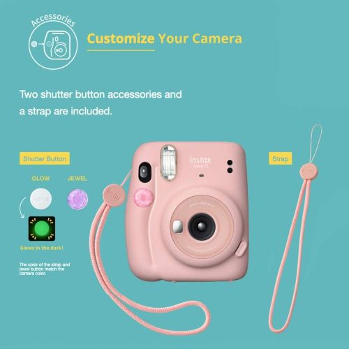 후지필름 FUJIFILM INSTAX Mini 11 Instant Film Camera (Lilac Purple) + Fujifilm Instax Mini Twin Film (20 Exposures), Camera Carrying Case, Xpix Camera Strap & Funky Film Frames