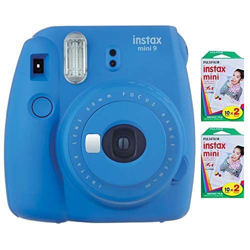 후지필름 Fujifilm Instax Mini 9 Instant Camera (Cobalt Blue) with 2 x Instant Twin Film Pack (40 Exposures)