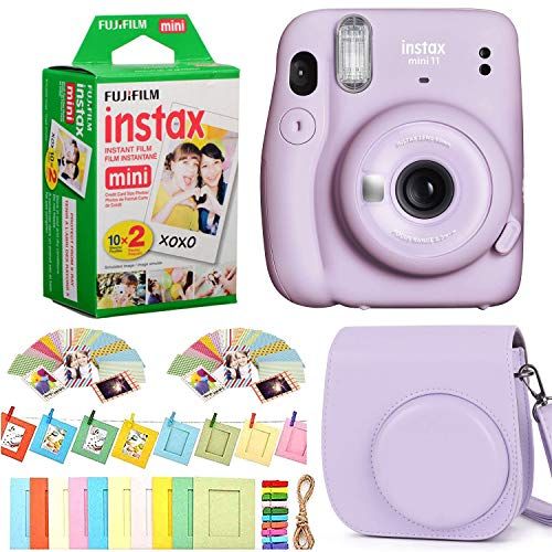 후지필름 Fujifilm Instax Mini 11 Instant Camera + Fuji Instax Film 20 Shots + Protective Case + Frames Design Kit (Lilac Purple)