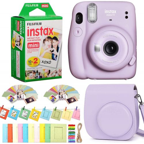 후지필름 Fujifilm Instax Mini 11 Instant Camera + Fuji Instax Film 20 Shots + Protective Case + Frames Design Kit (Lilac Purple)