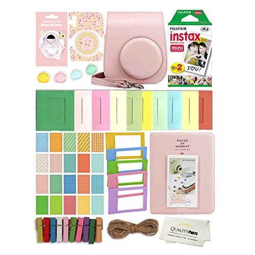 후지필름 Fujifilm Instax Mini 11 Deluxe 8 in 1 Accessory Bundle Kit Case Album Stickers Frames and Quality Photo Microfiber Cloth (Blush Pink)