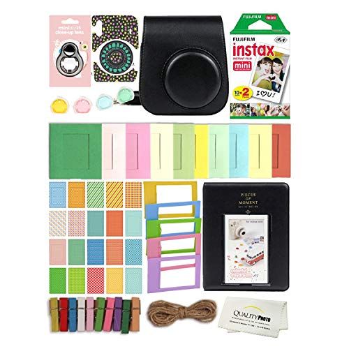 후지필름 Fujifilm Instax Mini 11 Deluxe 8 in 1 Accessory Bundle Kit Case Album Stickers Frames and Quality Photo Microfiber Cloth (Charcoal Grey)