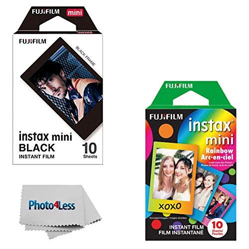 후지필름 Fujifilm Instax Mini Rainbow Instant Film (10 Sheets)+ Fujifilm Instax Mini Black Frame Instant Film (10 Sheets)