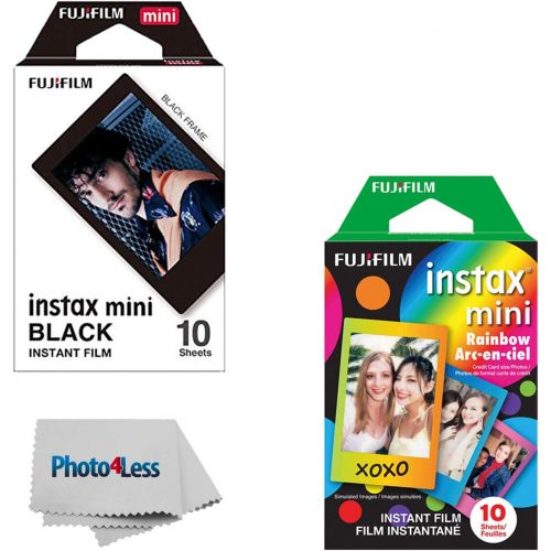 후지필름 Fujifilm Instax Mini Rainbow Instant Film (10 Sheets)+ Fujifilm Instax Mini Black Frame Instant Film (10 Sheets)