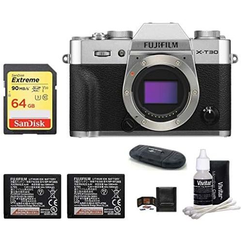 후지필름 FUJIFILM X-T30 Mirrorless Digital Camera (Body with Spare Battery Bundle, Silver)