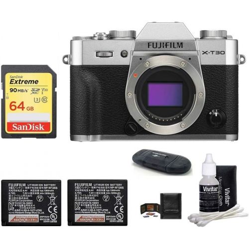 후지필름 FUJIFILM X-T30 Mirrorless Digital Camera (Body with Spare Battery Bundle, Silver)