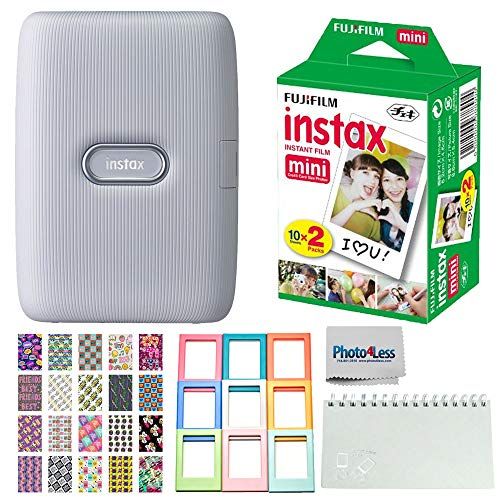 후지필름 Fujifilm Instax Mini Link Smartphone Printer (Ash White) - Fuji Instax Mini Instant Film (20 Sheets) - Instax Accessory Bundle