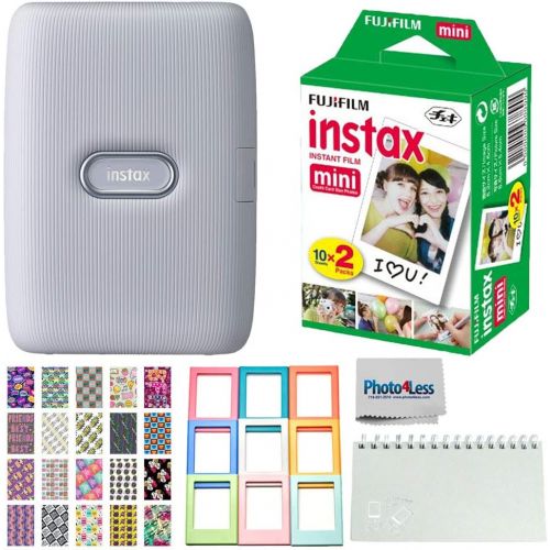 후지필름 Fujifilm Instax Mini Link Smartphone Printer (Ash White) - Fuji Instax Mini Instant Film (20 Sheets) - Instax Accessory Bundle