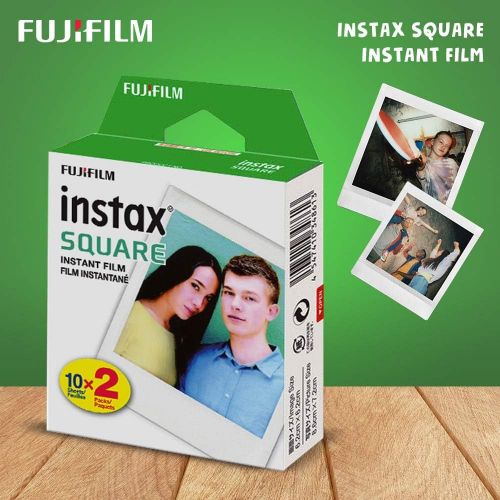 후지필름 PS Fujifilm Instax SQ1 Instant Camera (Chalk White) w/Basic Accessories Bundle w/Fujifilm Instax Square Instant Film (20 Exposures), Camera Strap, Color Plastic Frames and Microfib