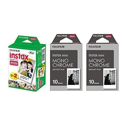 후지필름 Fujifilm Instax Mini Instant Film 3-PACK BUNDLE SET , Twin Pack ( 20 ) + 2-SET Monochrome ( 20 ) for Mini 90 8 70 7s 50s 25 300 Camera SP-1 Printer