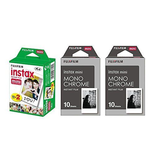 후지필름 Fujifilm Instax Mini Instant Film 3-PACK BUNDLE SET , Twin Pack ( 20 ) + 2-SET Monochrome ( 20 ) for Mini 90 8 70 7s 50s 25 300 Camera SP-1 Printer