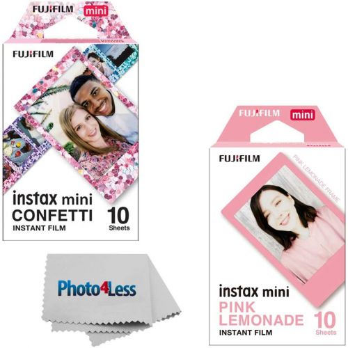 후지필름 Fujifilm Instax Mini Confetti Film - 10 Exposures + Fujifilm Instax Mini Pink Lemonade Film - 10 Exposures