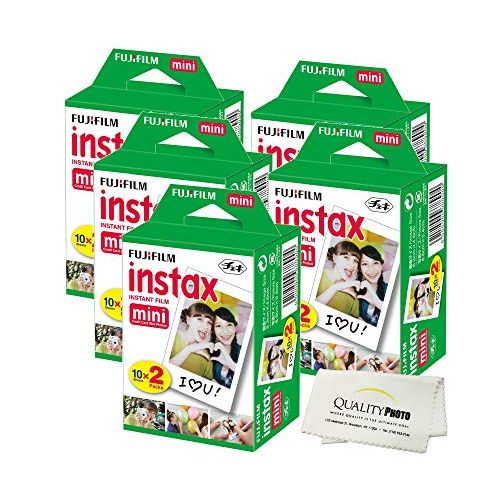 후지필름 Fujifilm INSTAX Mini Instant Film (White) For Fujifilm Mini 8 & Mini 9 Cameras w/ Microfiber Cloth by Quality Photo (100 Film Sheets)