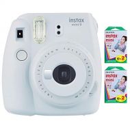 Fujifilm Instax Mini 9 Instant Camera (Smokey White) with 2 x Instant Twin Film Pack (40 Exposures)