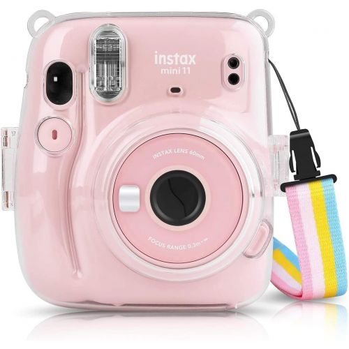 후지필름 Fujifilm Mini 11 Camera with Clear Case, Films and Stickers Bundle … (Blush Pink)