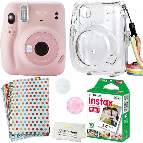 후지필름 Fujifilm Mini 11 Camera with Clear Case, Films and Stickers Bundle … (Blush Pink)