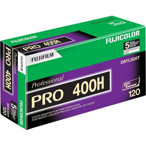 후지필름 Fujifilm 16326119 Fujicolor Pro 120, 400H Color Negative Film ISO 400 - 5 Roll Pro Pack (Green/White/Purple)