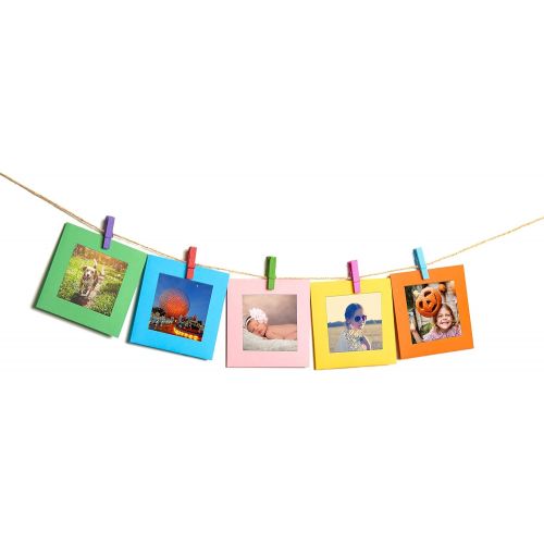 후지필름 Fujifilm instax Square Instant Film + Hanging Photo Frames for Square Film Assorted Colors ? Deluxe Accessory Bundle (20 Exposures)